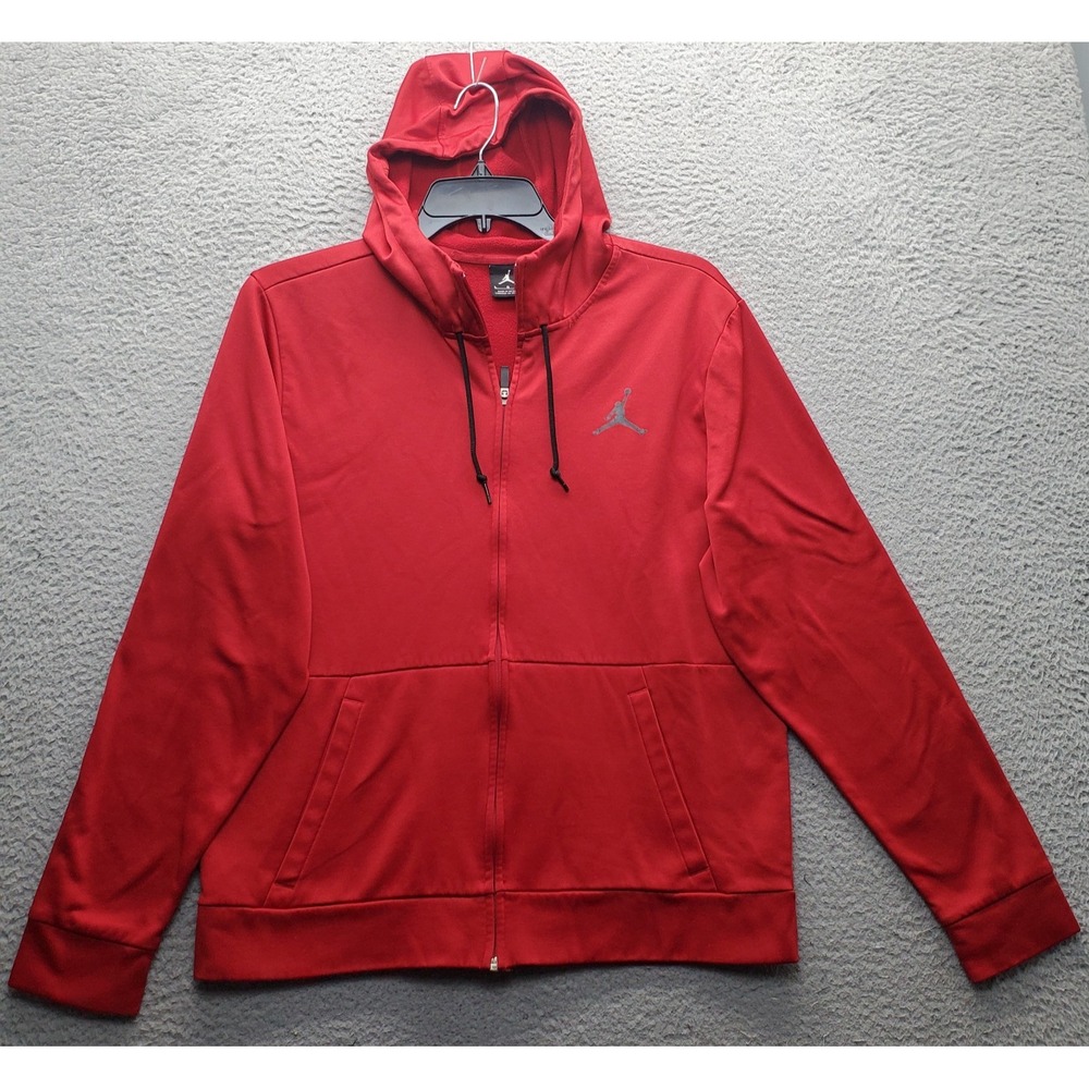 Jordan Hoodie Youth Large Red Fleece Lined Pouch‎ Pocket Swoosh Logo Full Zip